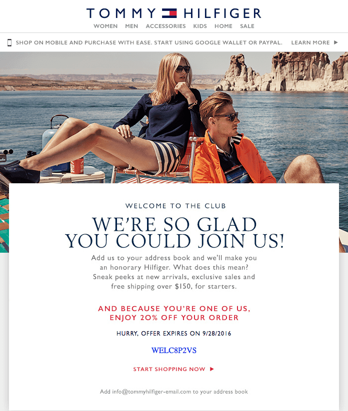 Fashion email from Tommy Hilfiger