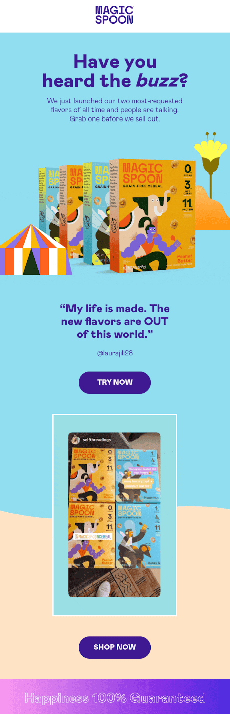 Product launch email template from Magic Spoon. 