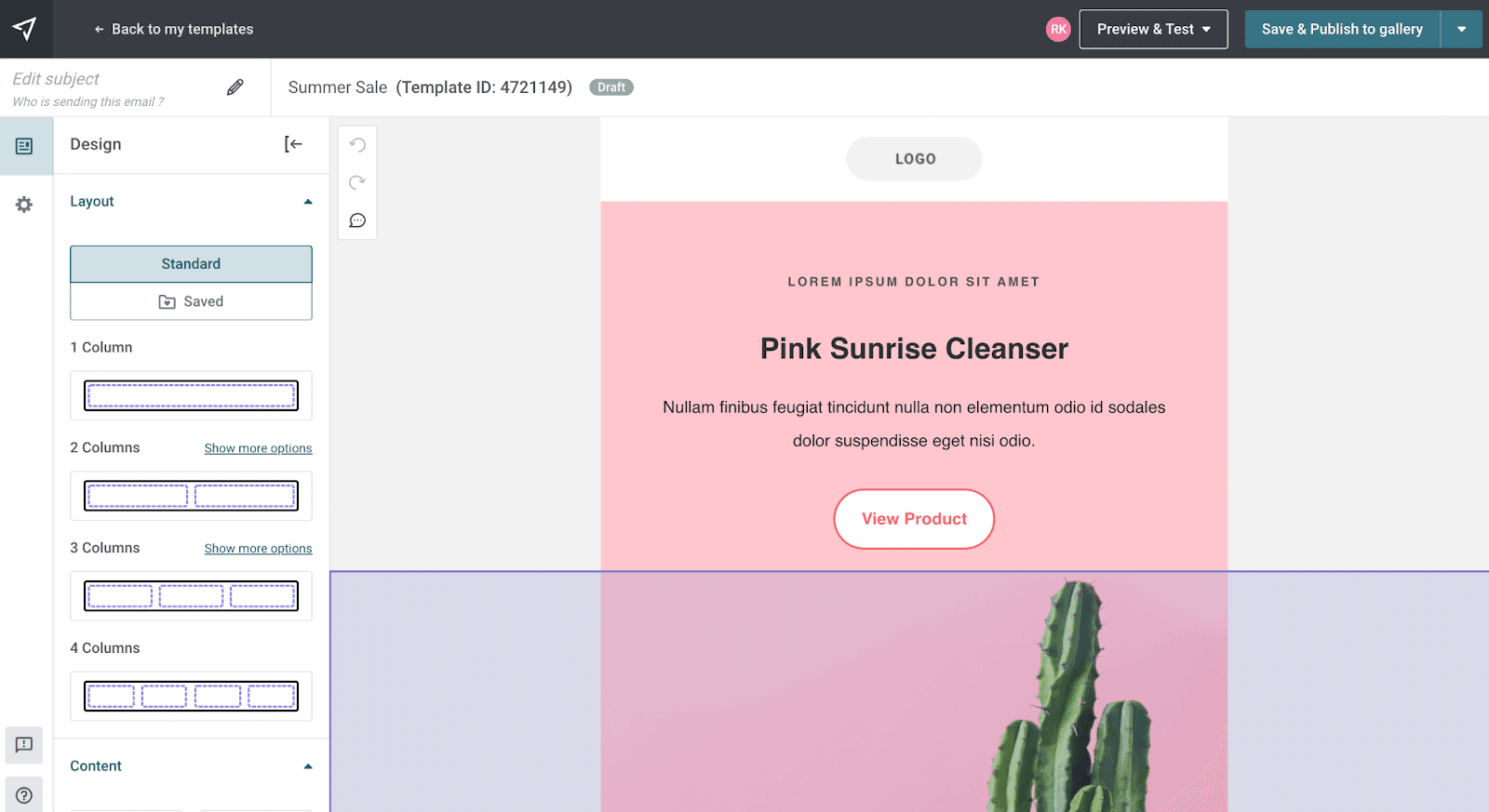 Mailjet as an example of an embeddable email editor.‍