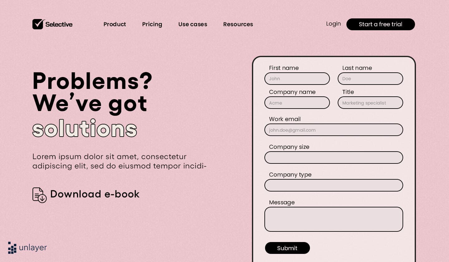 A landing page with multiple conversion points. ‍