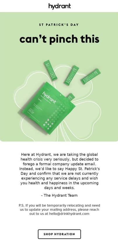 Best St. Patrick’s Day email example