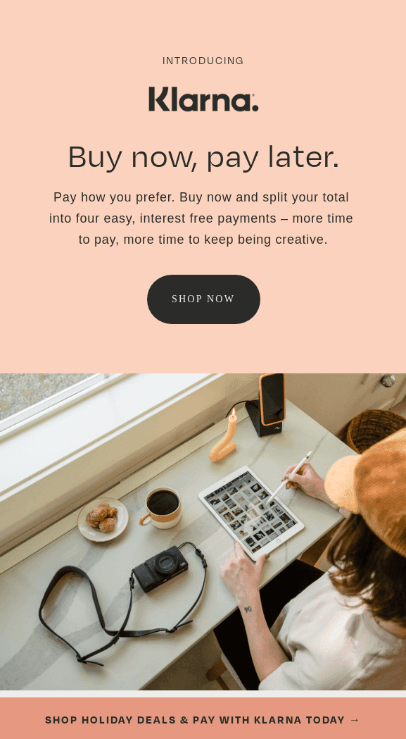 Best email marketing example from Klarna