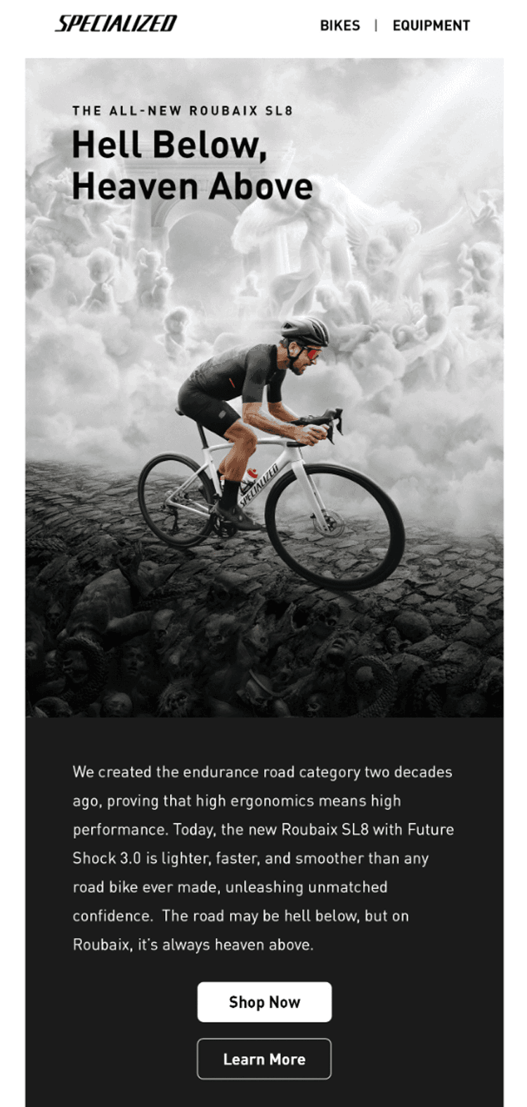 product launch email example by Specialized