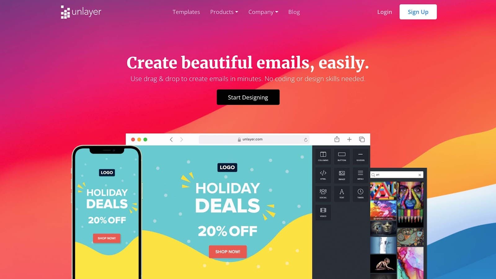 Best email design software - Unlayer