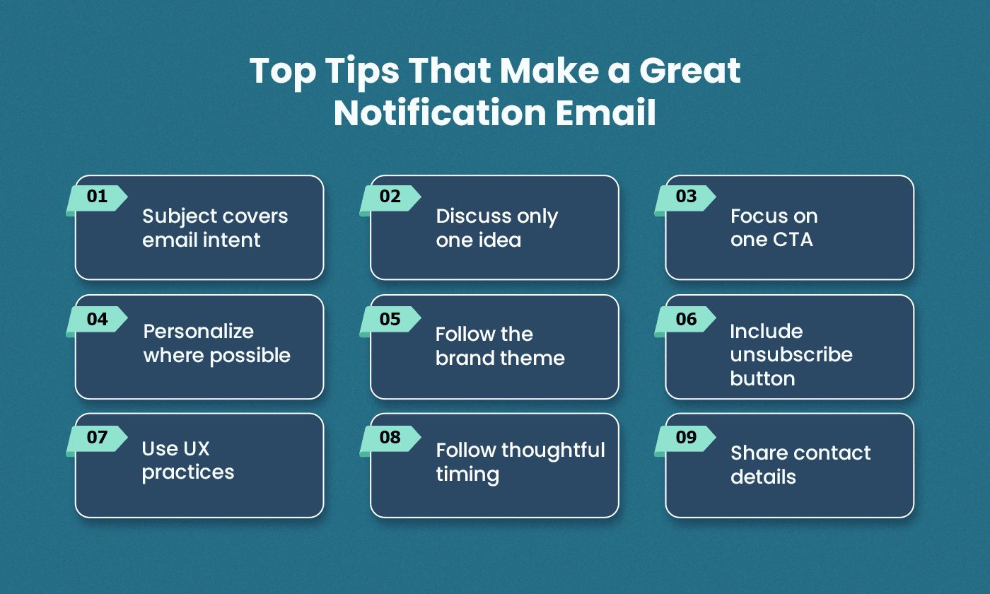 9 tips that make a great notification email. 