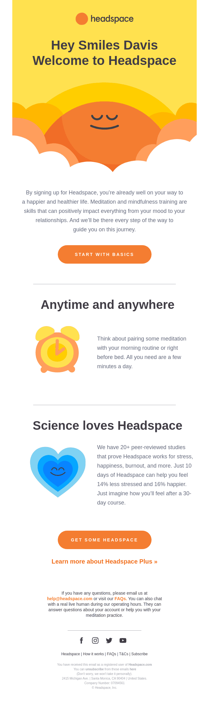 Effective email design from Headspace