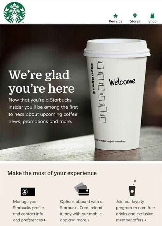 An inspirational email design from Starbucks