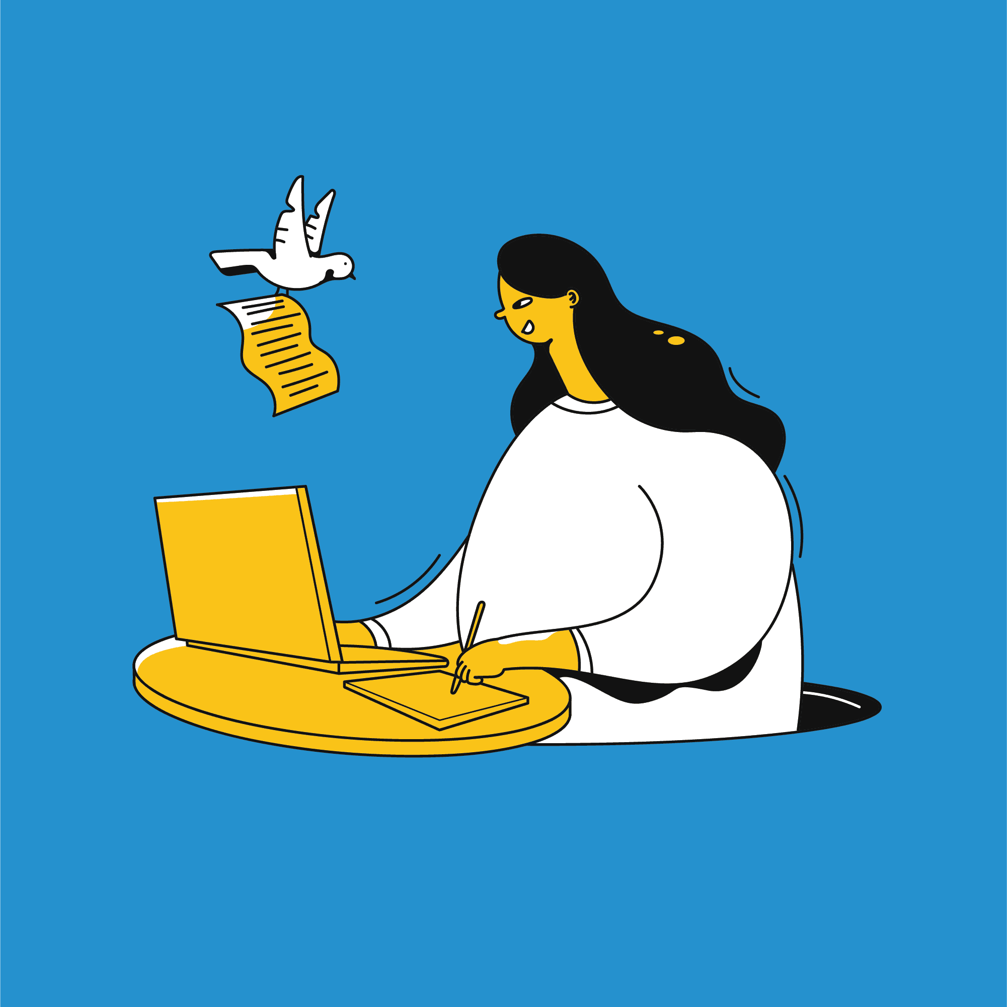 A woman typing on a laptop