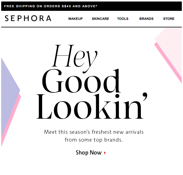 A simple yet well-designed email header designed by Sephora