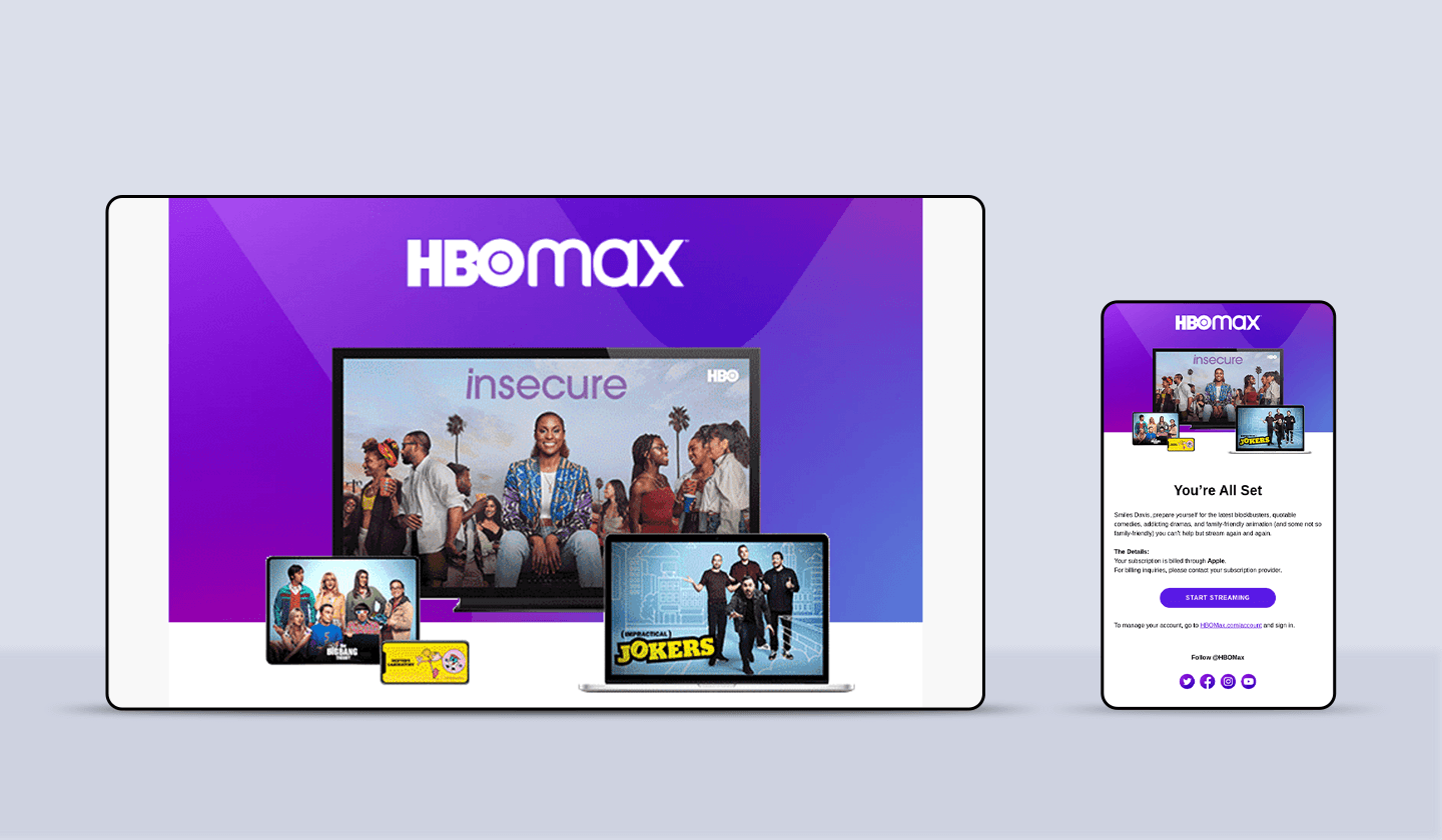 Responsive email example from HBO Max