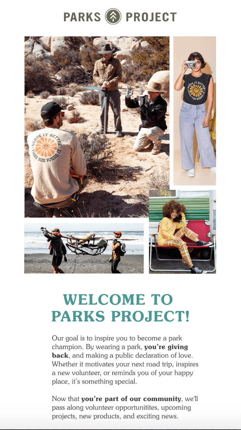 Email example from Parks Project