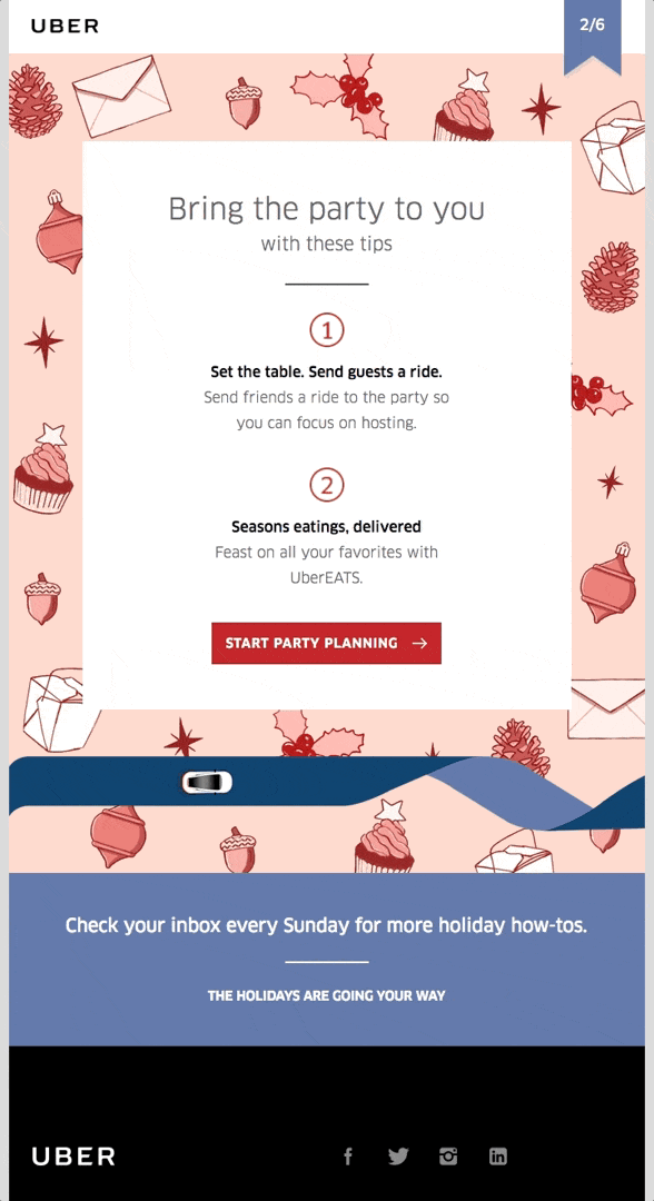 Holiday email example from Uber.