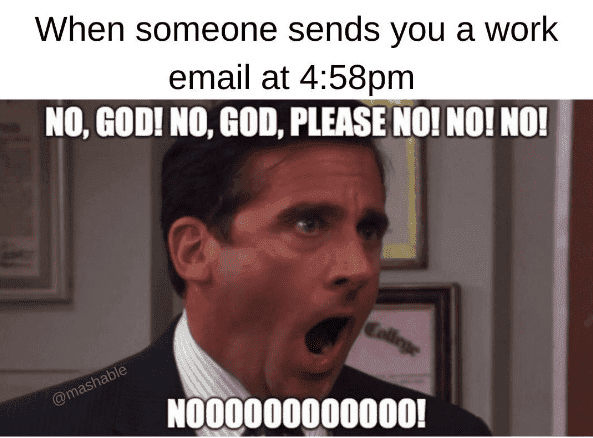 Funny meme about email send time. 