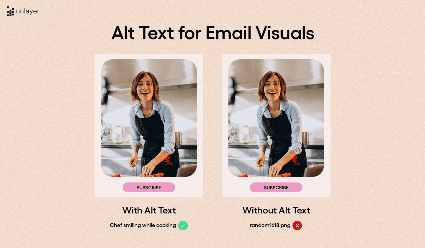 Example of an image with and without alt text.