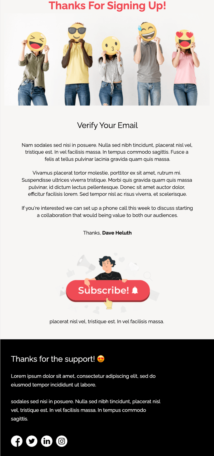 Subscription confirmation email template by Unlayer‍