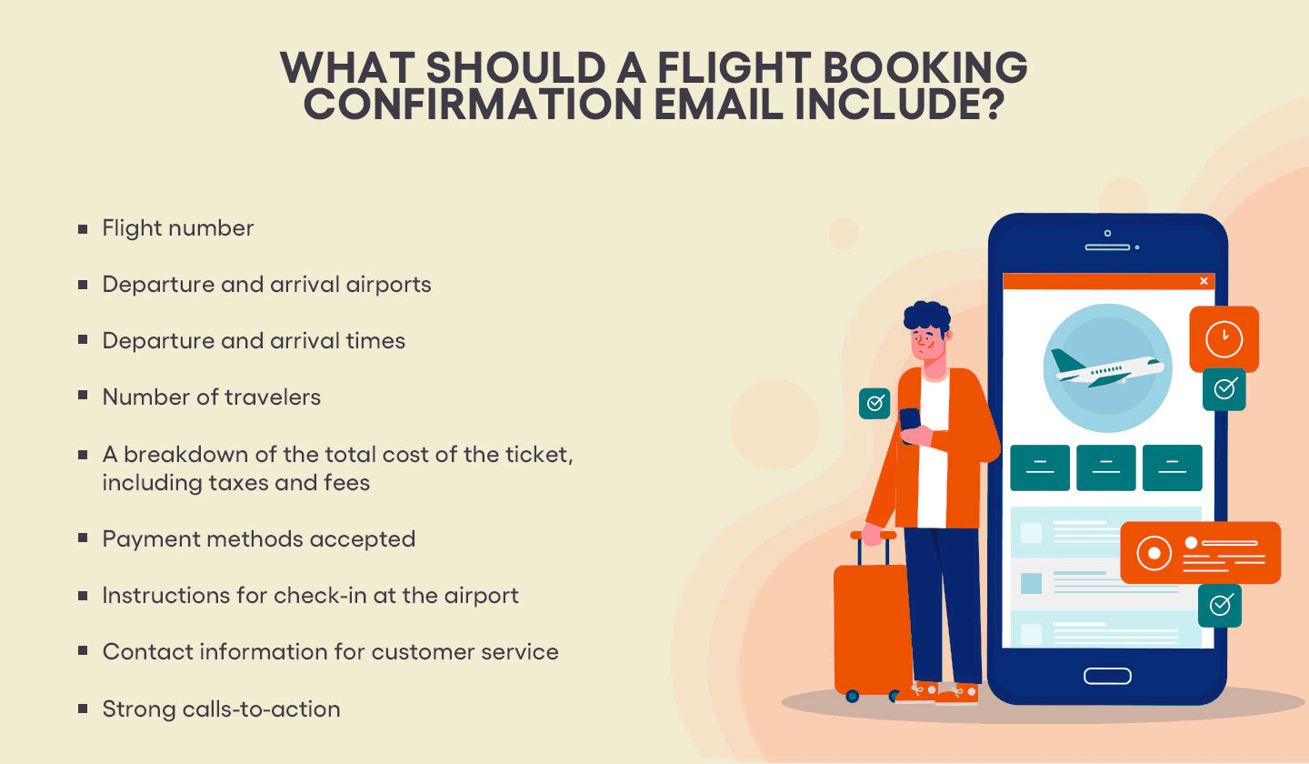 What should a flight booking confirmation email include?