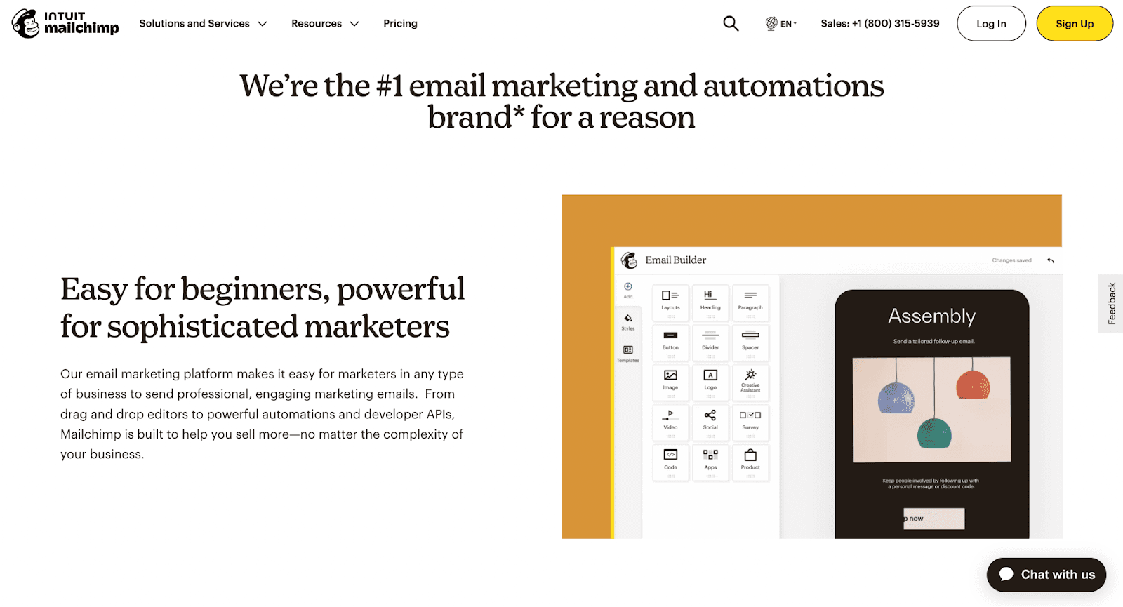 Mailchimp’s homepage.