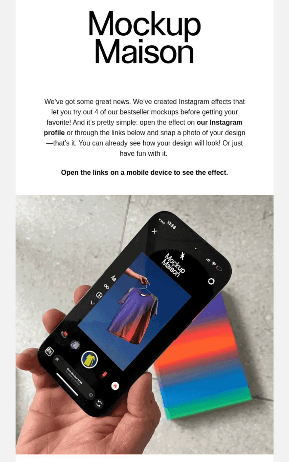 Newsletter email example from Mockup Maison