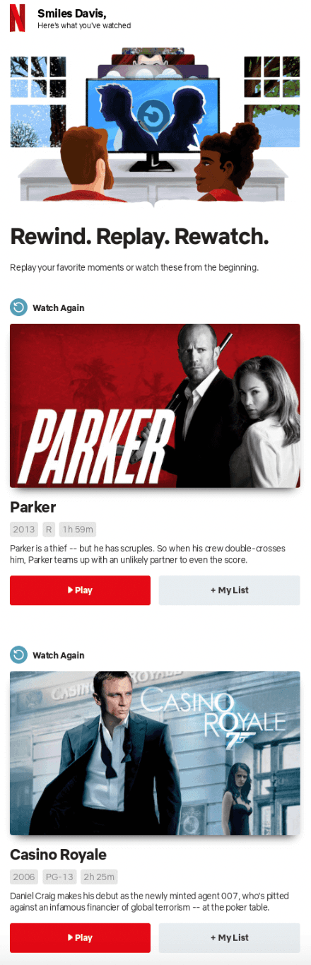 Effective email example from Netflix