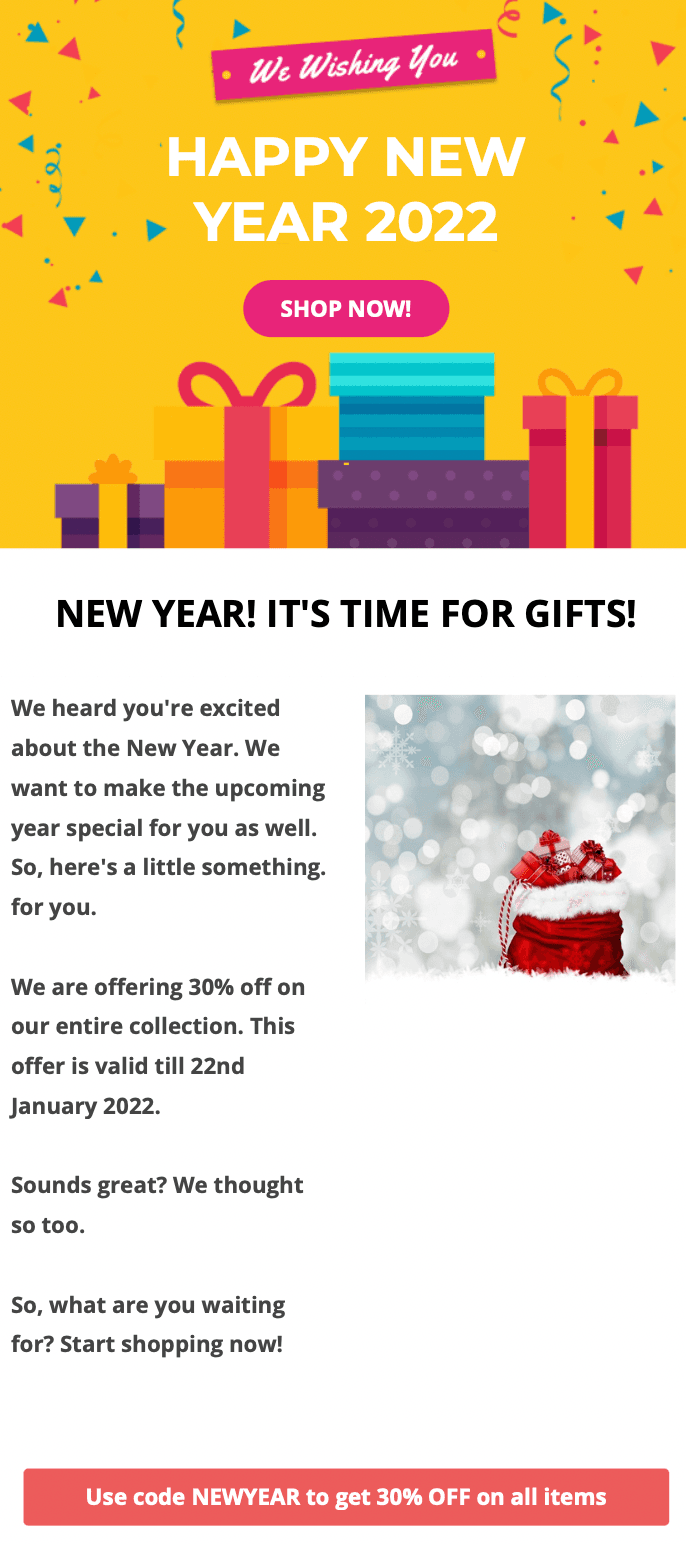 New Year email template