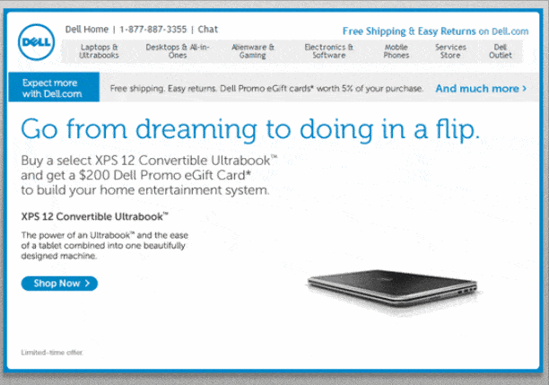 Example of Dell using GIFs in email