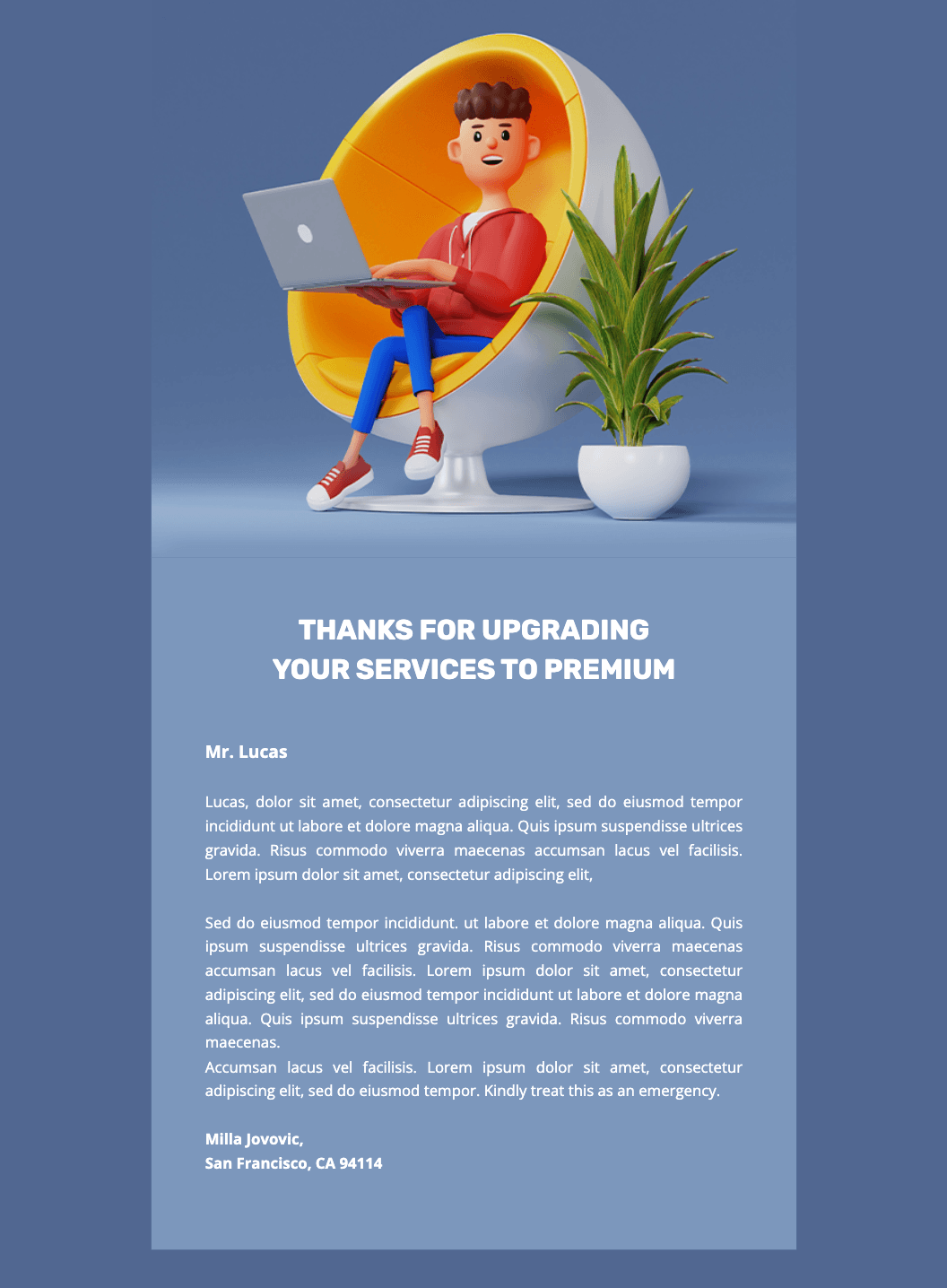 Thank you email template by Unlayer