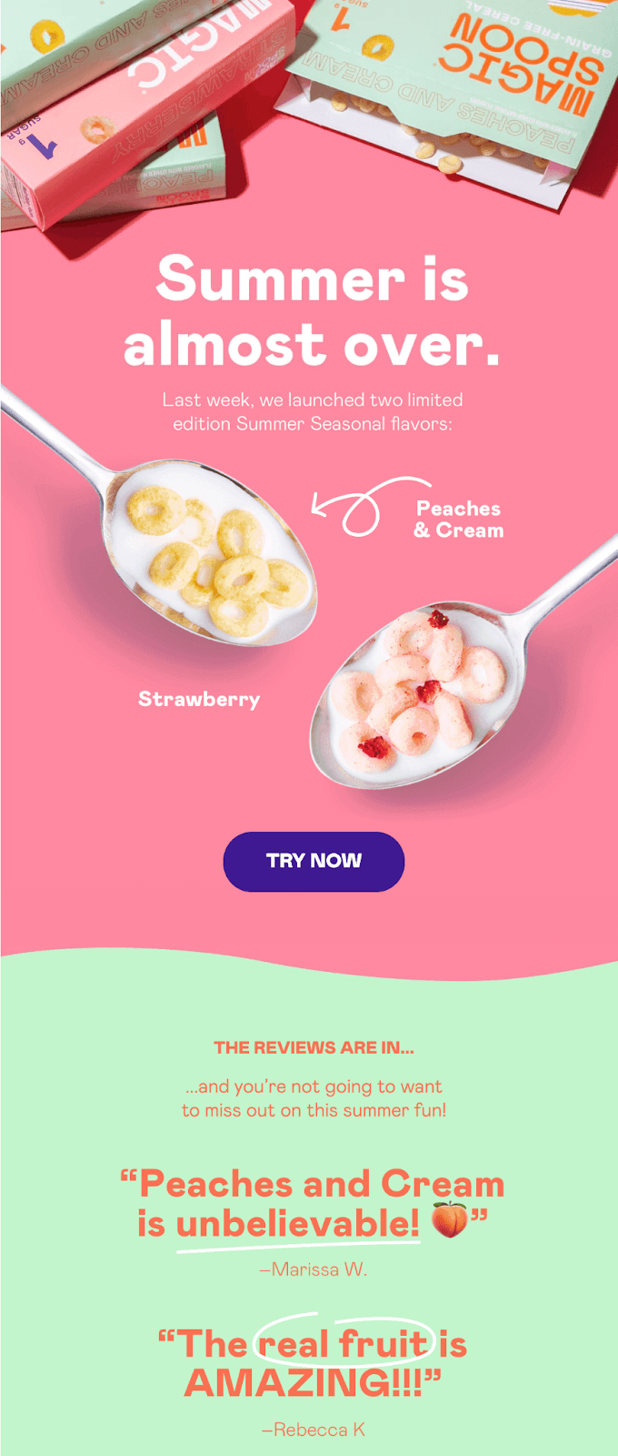 An inspirational email design from Magic Spoon