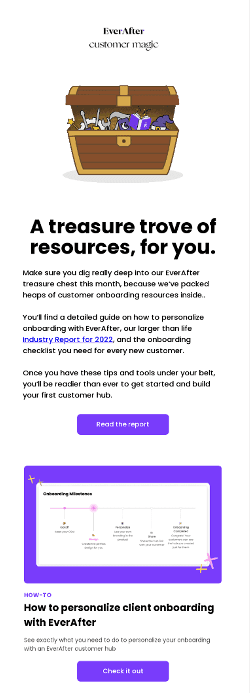 SaaS Newsletter email example by EverAfter