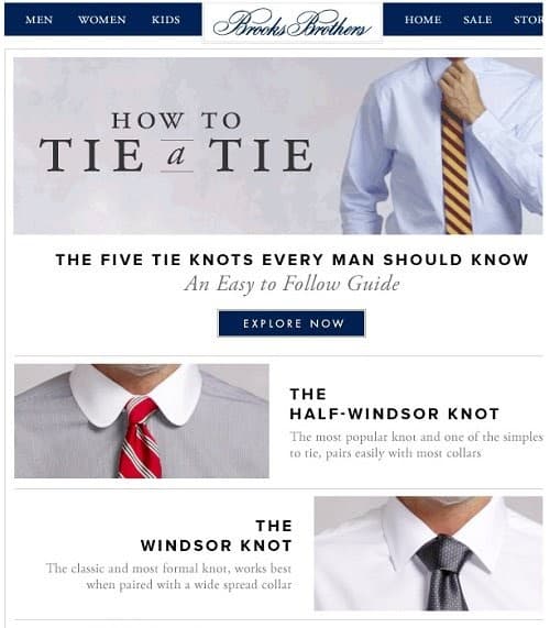 Fashion email from Brooks Brothers