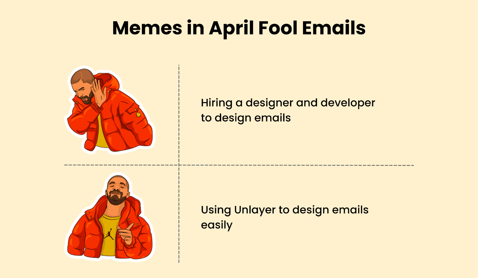 Example of how to use memes in April Fool emails