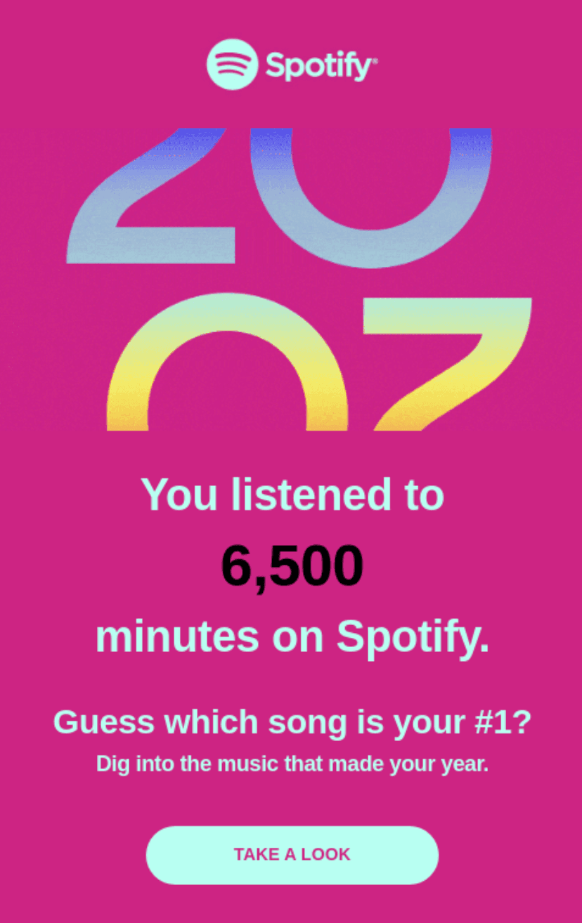 Hyper-personalized email example from Spotify
