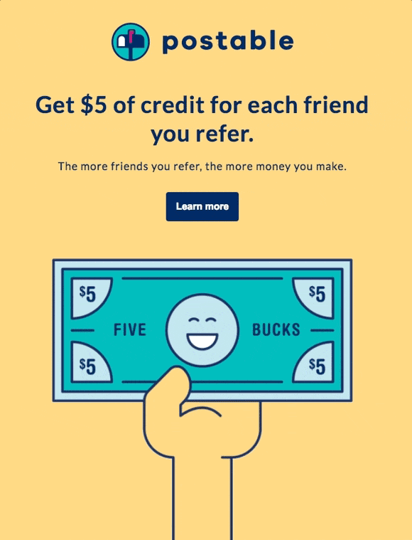 Email design example from Postable