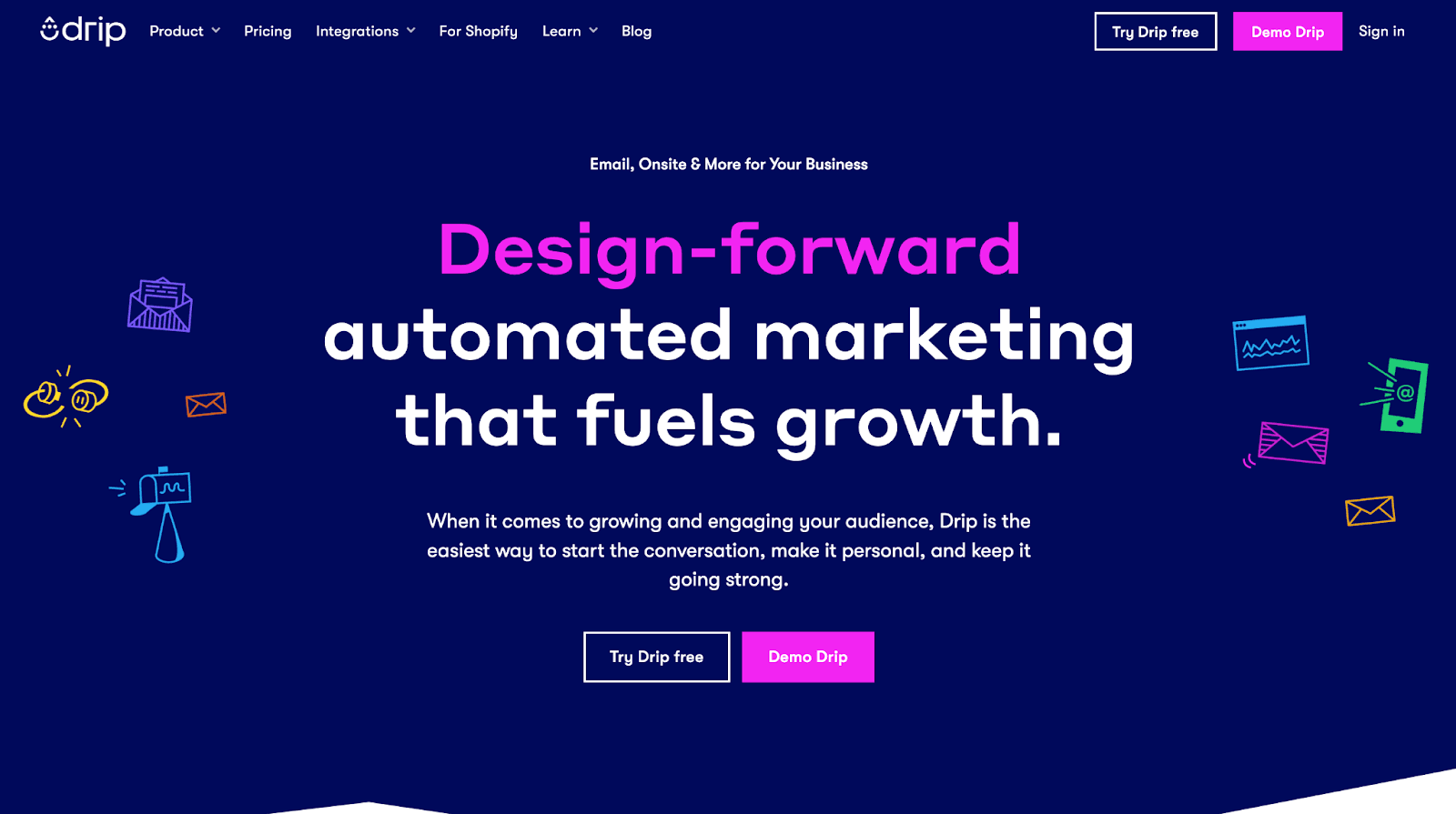 Drip’s homepage.